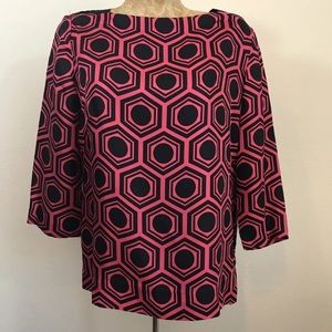 Milly New York Geometric Silk Blouse Sz 8